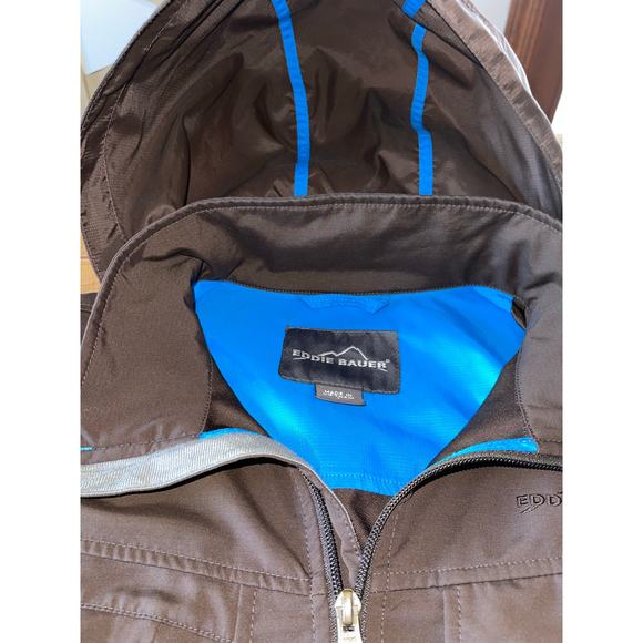 Mens‎ Eddie Bauer Brown Full Zip Hooded UPF 30 Water Repellant Jacket Pockets S - Picture 4 of 10
